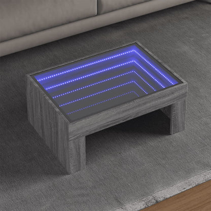 Salongbord Sofabord Sonoma Grå med Infinity LED 70x50x30 cm