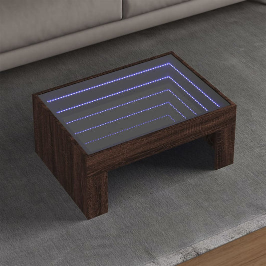 Salongbord Sofabord Brun Eik med Infinity LED 70x50x30 cm