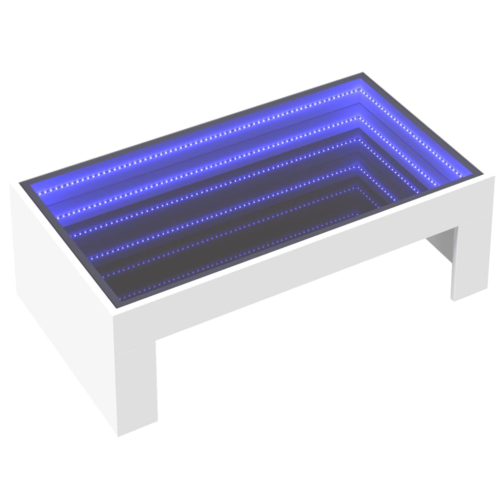 Salongbord Sofabord Hvit med Infinity LED 90x50x30 cm