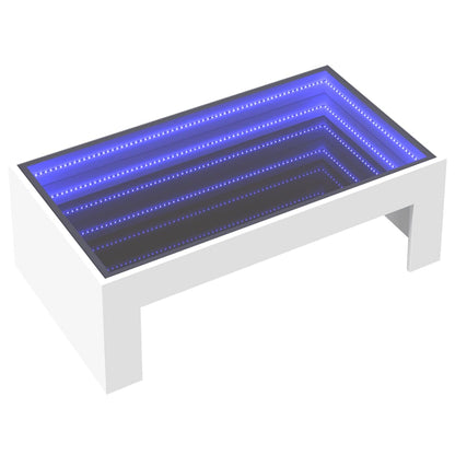 Salongbord Sofabord Hvit med Infinity LED 90x50x30 cm