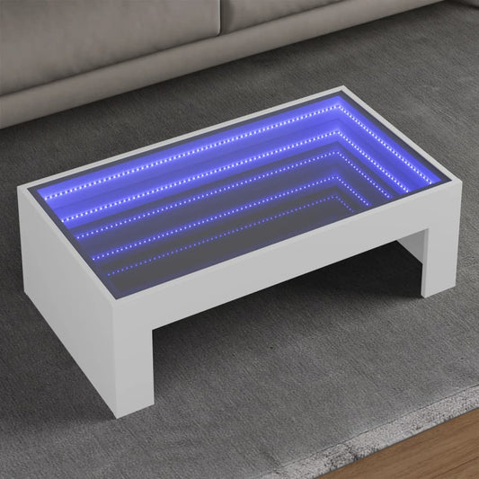 Salongbord Sofabord Hvit med Infinity LED 90x50x30 cm