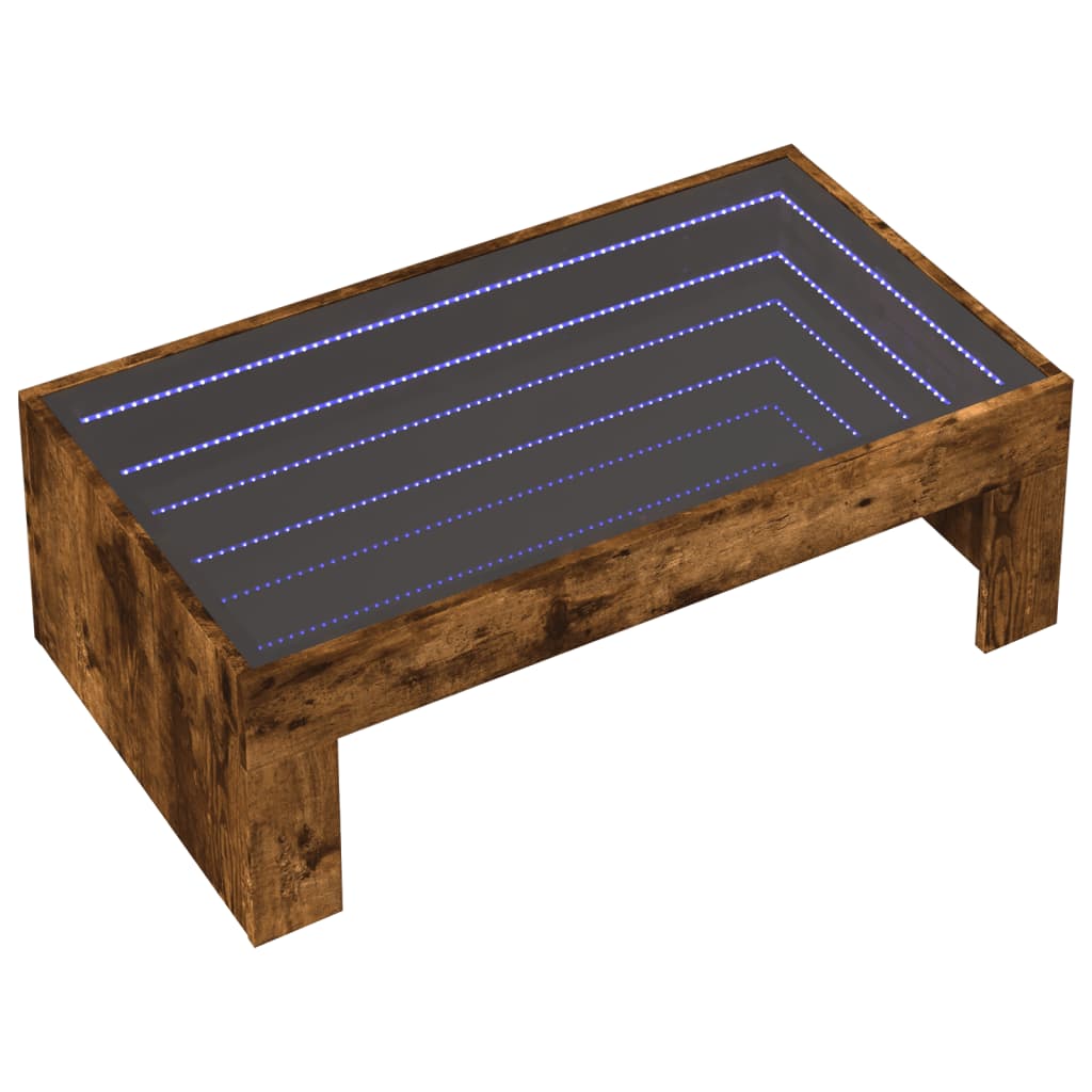 Salongbord Sofabord Røkt Eik med Infinity LED 90x50x30 cm
