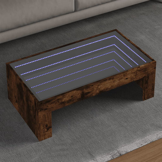 Salongbord Sofabord Røkt Eik med Infinity LED 90x50x30 cm