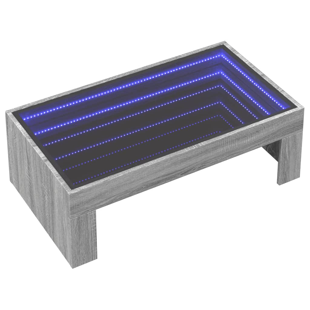 Salongbord Sofabord Sonoma Grå med Infinity LED 90x50x30 cm