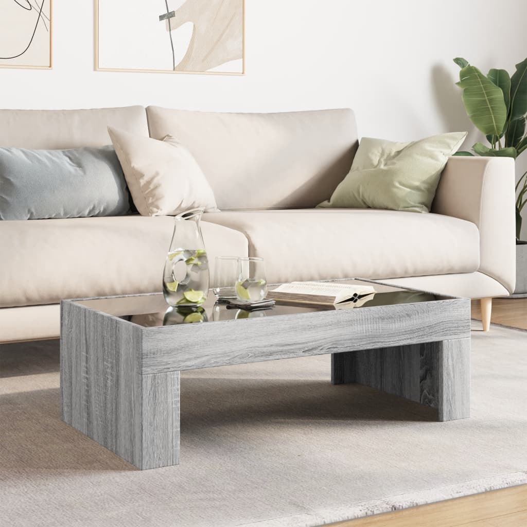 Salongbord Sofabord Sonoma Grå med Infinity LED 90x50x30 cm