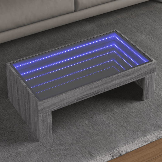 Salongbord Sofabord Sonoma Grå med Infinity LED 90x50x30 cm
