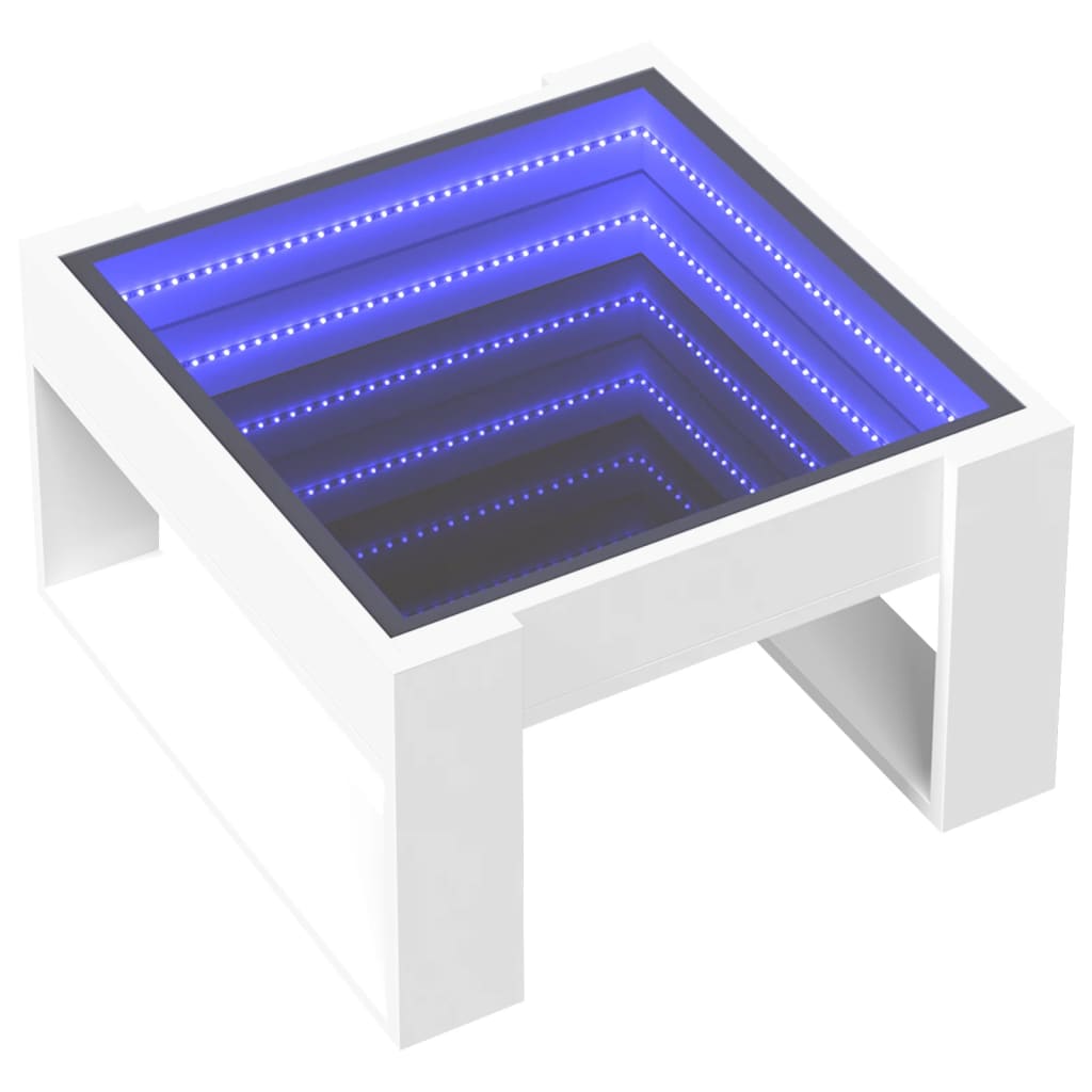 Salongbord Sofabord Hvit med Infinity LED 50x53x30 cm