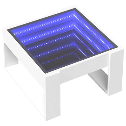 Salongbord Sofabord Hvit med Infinity LED 50x53x30 cm