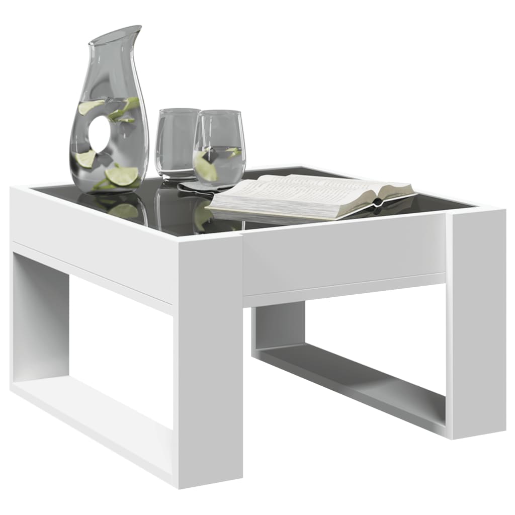 Salongbord Sofabord Hvit med Infinity LED 50x53x30 cm