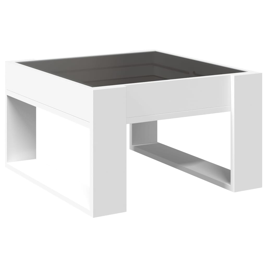 Salongbord Sofabord Hvit med Infinity LED 50x53x30 cm