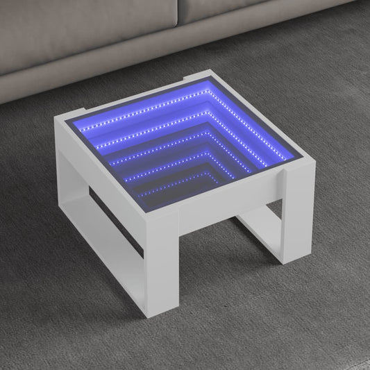 Salongbord Sofabord Hvit med Infinity LED 50x53x30 cm