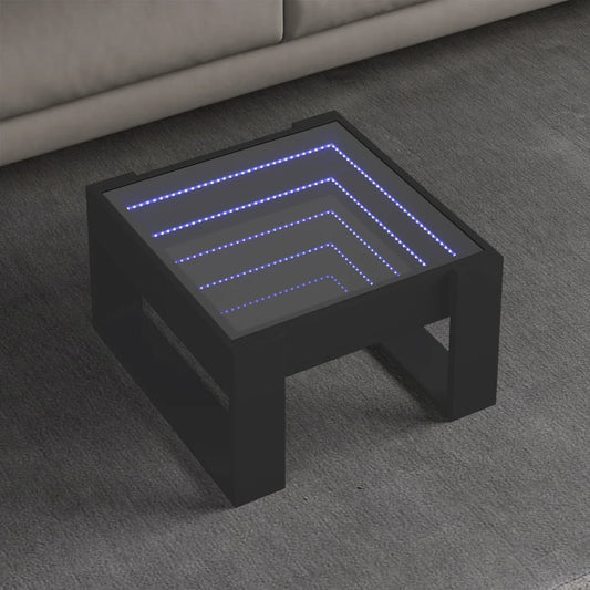Salongbord Sofabord Svart med Infinity LED 50x53x30 cm
