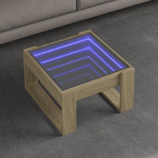 Salongbord Sofabord Sonoma Eik med Infinity LED 50x53x30 cm