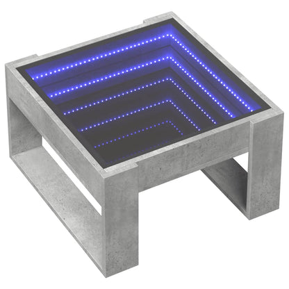 Salongbord Sofabord Betonggrå med Infinity LED 50x53x30 cm