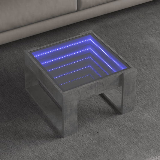 Salongbord Sofabord Betonggrå med Infinity LED 50x53x30 cm