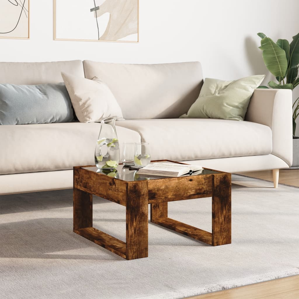 Salongbord Sofabord Røkt Eik med Infinity LED 50x53x30 cm