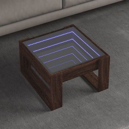 Salongbord Sofabord Brun Eik med Infinity LED 50x53x30 cm
