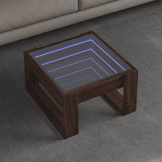Salongbord Sofabord Brun Eik med Infinity LED 50x53x30 cm
