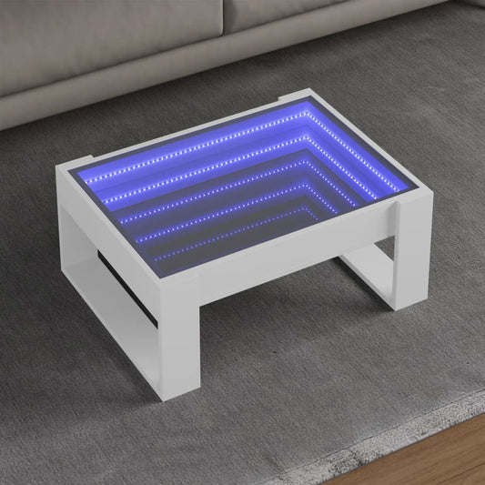 Salongbord Sofabord Hvit med Infinity LED 70x53x30 cm