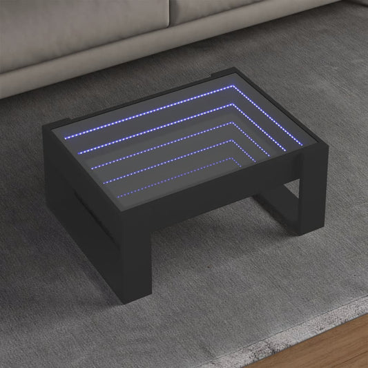Salongbord Sofabord Svart med Infinity LED 70x53x30 cm