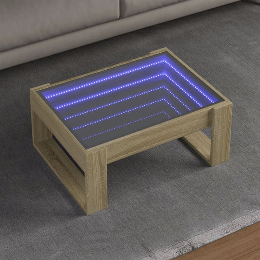 Salongbord Sofabord Sonoma Eik med Infinity LED 70x53x30 cm