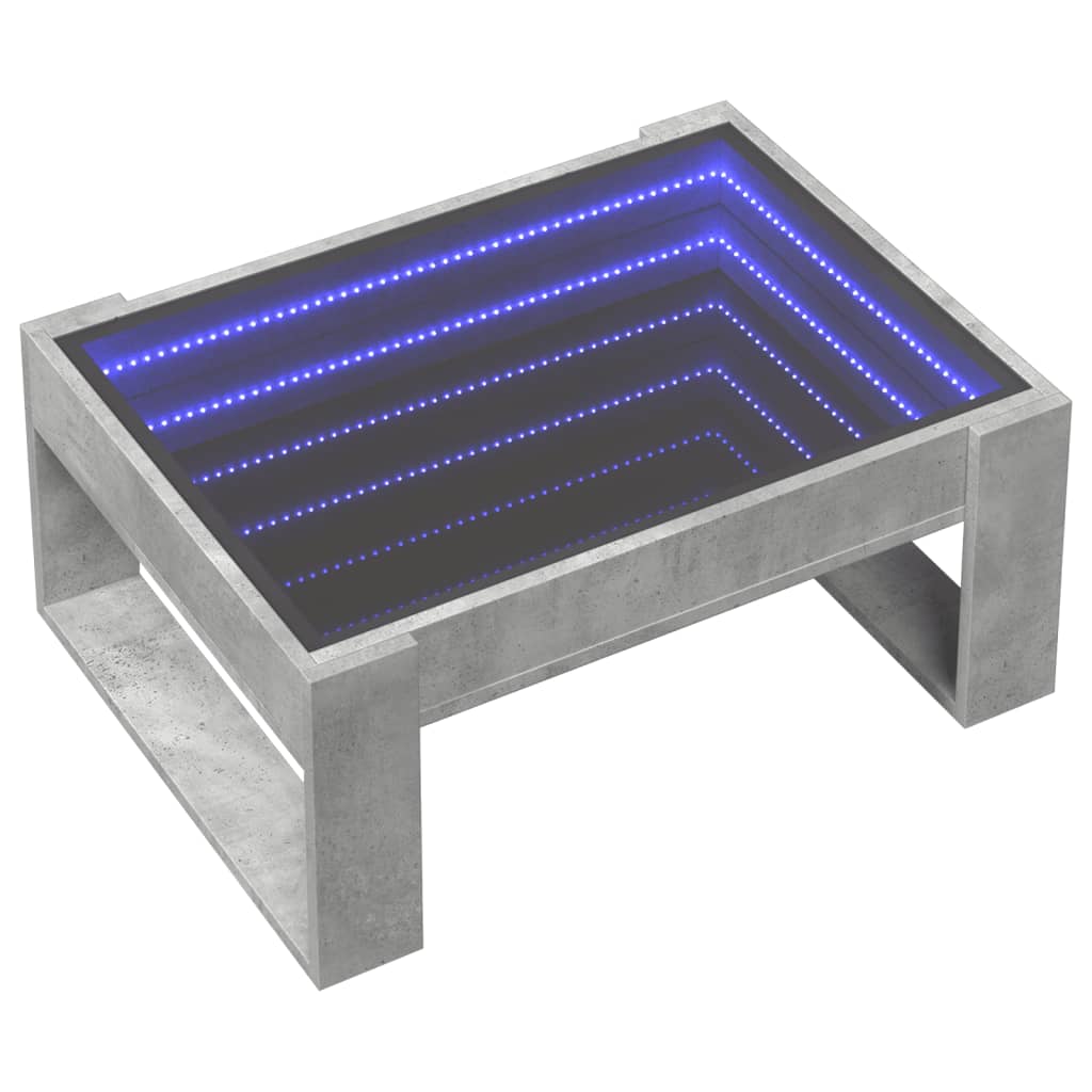 Salongbord Sofabord Betonggrå med Infinity LED 70x53x30 cm
