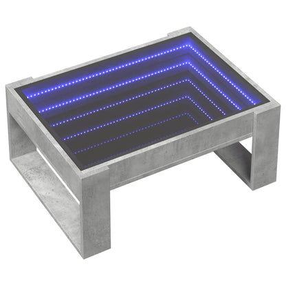 Salongbord Sofabord Betonggrå med Infinity LED 70x53x30 cm