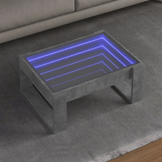 Salongbord Sofabord Betonggrå med Infinity LED 70x53x30 cm