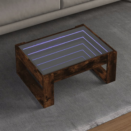 Salongbord Sofabord Røkt Eik med Infinity LED 70x53x30 cm