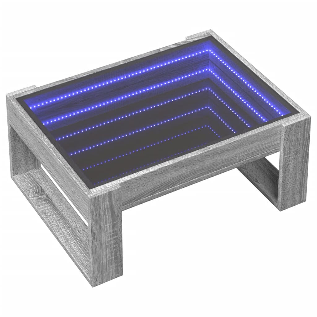 Salongbord Sofabord Sonoma Grå med Infinity LED 70x53x30 cm