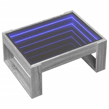 Salongbord Sofabord Sonoma Grå med Infinity LED 70x53x30 cm