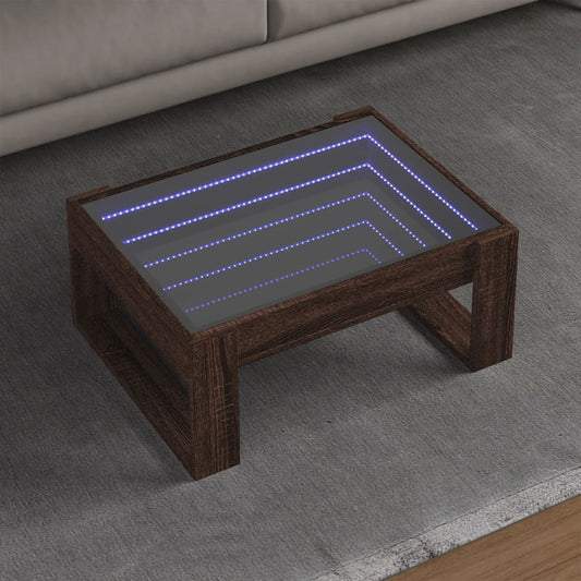 Salongbord Sofabord Brun Eik med Infinity LED 70x53x30 cm