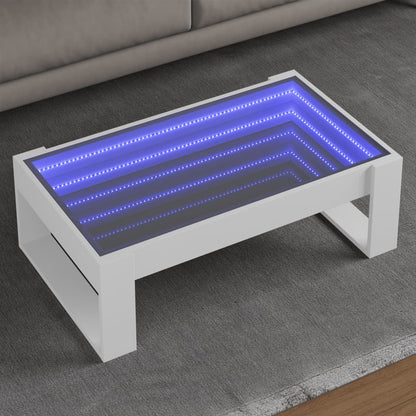 Salongbord Sofabord Hvit med Infinity LED 90x53x30 cm