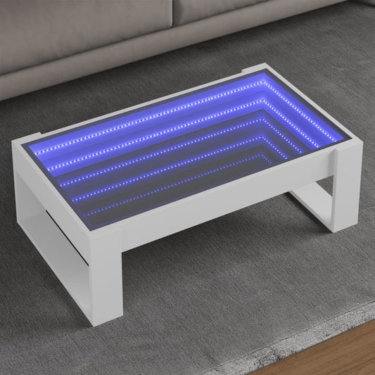 Salongbord Sofabord Hvit med Infinity LED 90x53x30 cm
