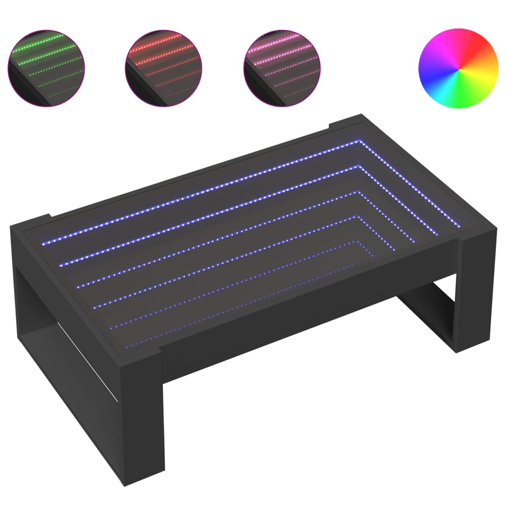 Salongbord Sofabord Svart med Infinity LED 90x53x30 cm