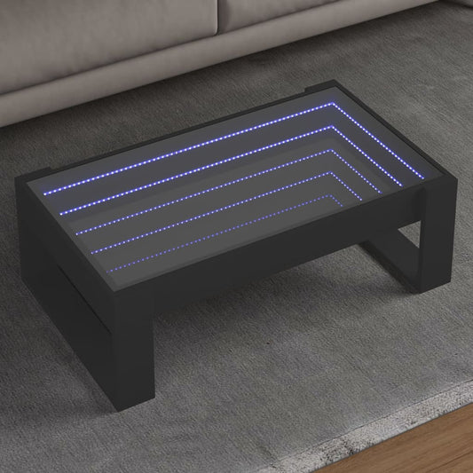 Salongbord Sofabord Svart med Infinity LED 90x53x30 cm