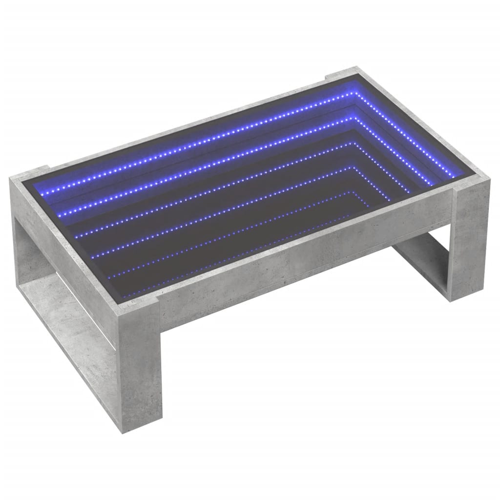 Salongbord Sofabord Betonggrå med Infinity LED 90x53x30 cm