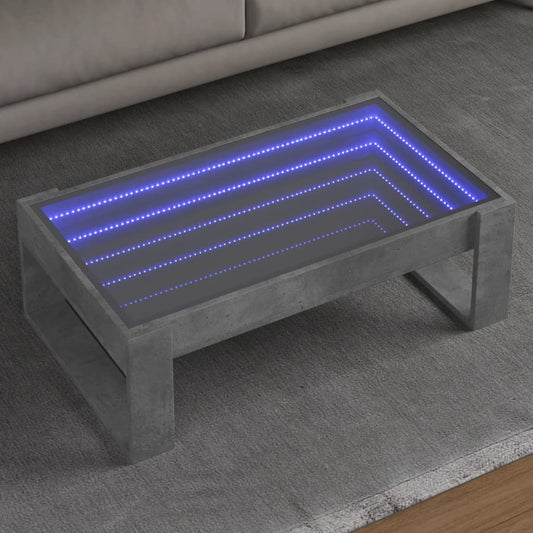 Salongbord Sofabord Betonggrå med Infinity LED 90x53x30 cm