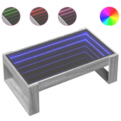 Salongbord Sofabord Sonoma Grå med Infinity LED 90x53x30 cm