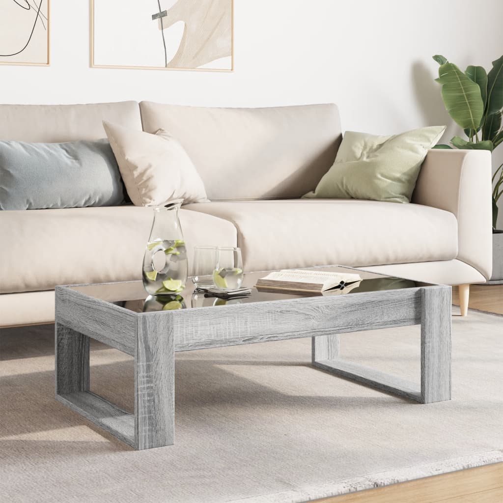Salongbord Sofabord Sonoma Grå med Infinity LED 90x53x30 cm