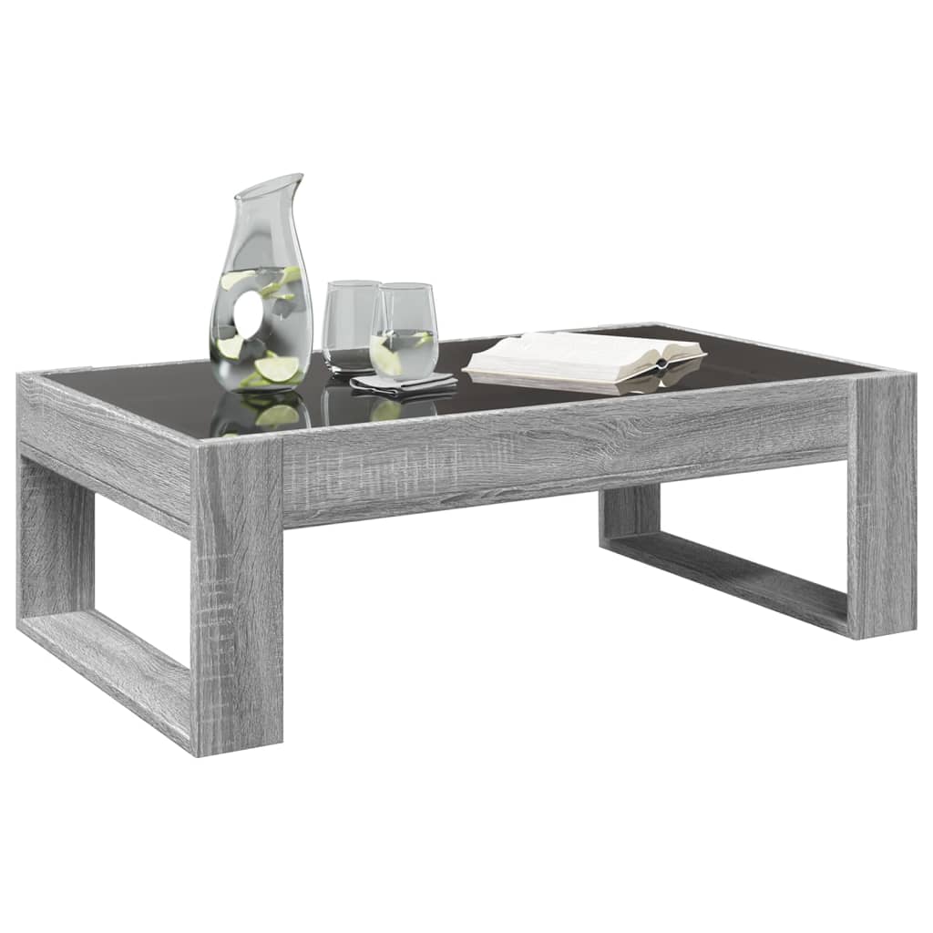 Salongbord Sofabord Sonoma Grå med Infinity LED 90x53x30 cm