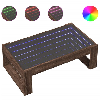 Salongbord Sofabord Brun med Infinity LED brun Eik 90x53x30 cm