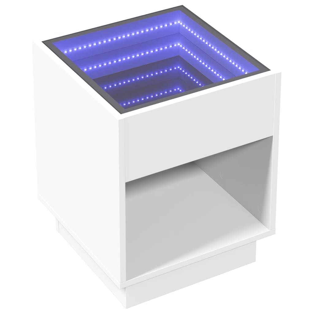 Salongbord Sofabord Hvit med Infinity LED 40x40x50 cm