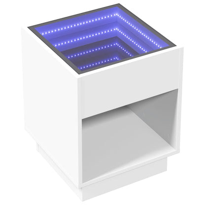 Salongbord Sofabord Hvit med Infinity LED 40x40x50 cm