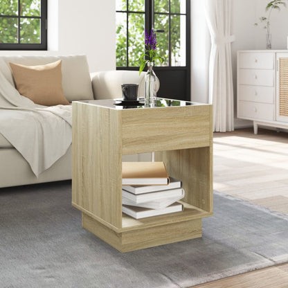 Salongbord Sofabord Sonoma Eik med Infinity LED 40x40x50 cm