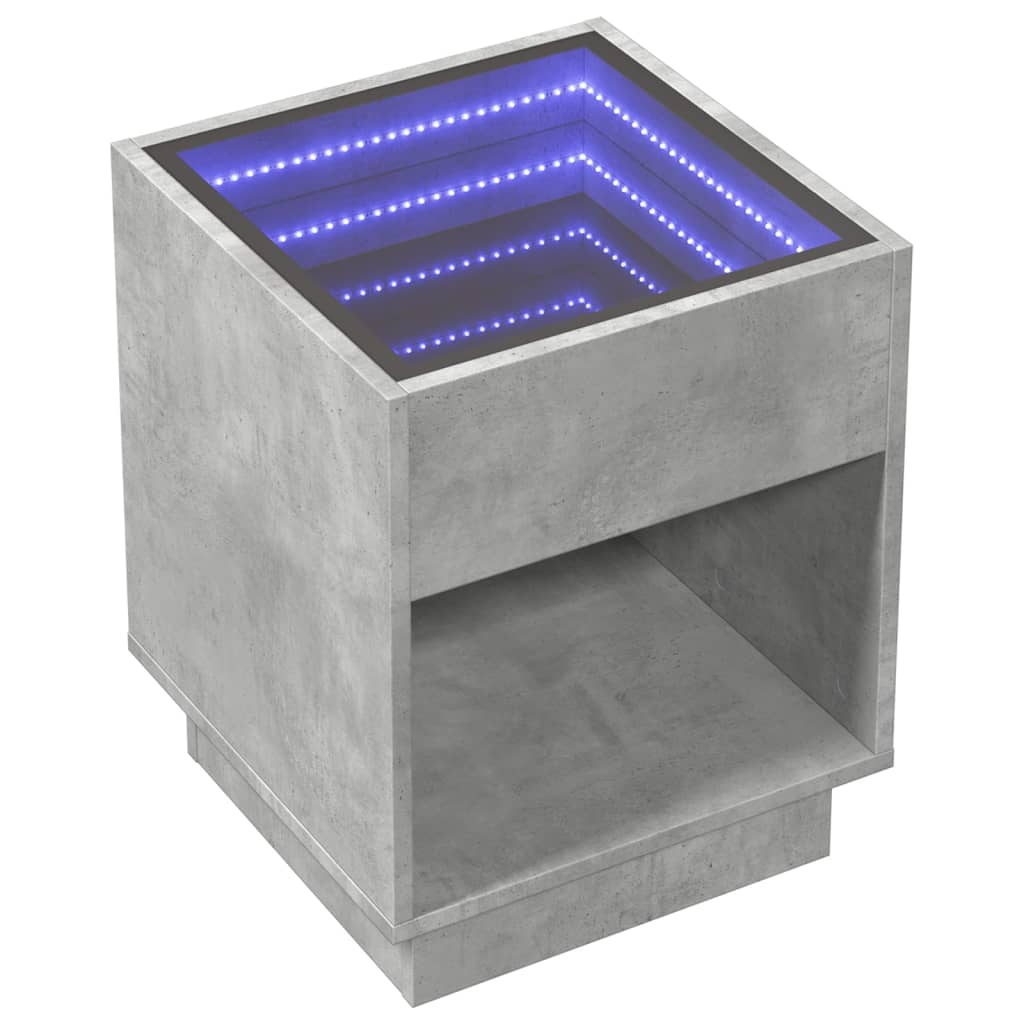 Nattbord Sengbord Betonggrå med Infinity LED 40x40x50 cm