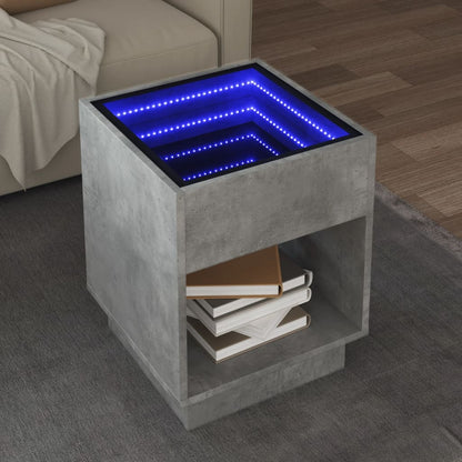 Nattbord Sengbord Betonggrå med Infinity LED 40x40x50 cm