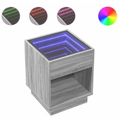Nattbord Sengbord Sonoma Grå med Infinity LED 40x40x50 cm