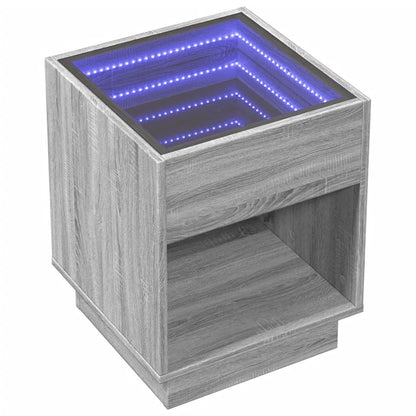 Nattbord Sengbord Sonoma Grå med Infinity LED 40x40x50 cm