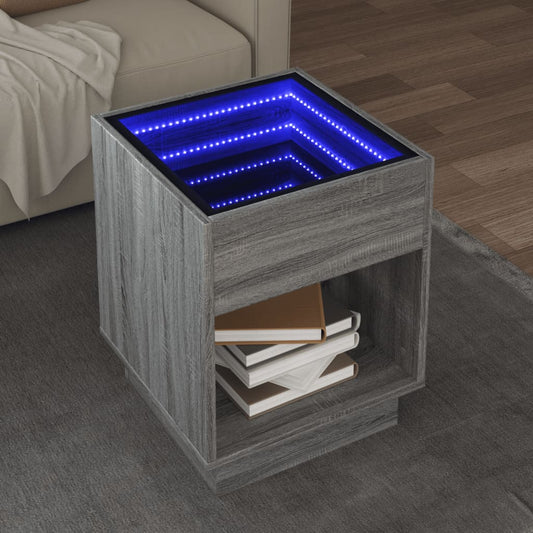 Nattbord Sengbord Sonoma Grå med Infinity LED 40x40x50 cm